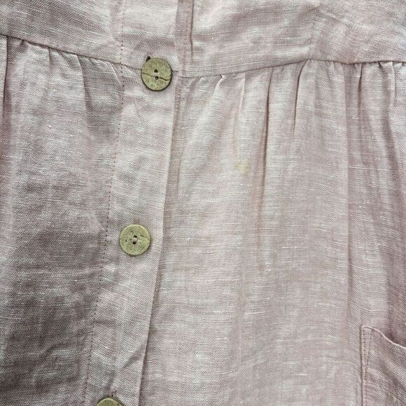 Rachel Zoe 100% Linen Dress Womens Blush Button Sleeveless pink Madi pockets 8. - Picture 7 of 13